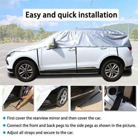 img 1 attached to Konnfeir All-Weather Car Body Cover | Outdoor Indoor Half Car Cover | Waterproof Dustproof UV Resistant Snowproof | Universal 210D Oxford Fabric | Fits SUV Length 174'' to 189''