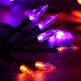 img 3 attached to Halloween Orange Purple String Lights: 33ft 100 LED Decorative Lights for Spooky Halloween Decorations – 8 Modes, Timer, Waterproof & Battery Operated