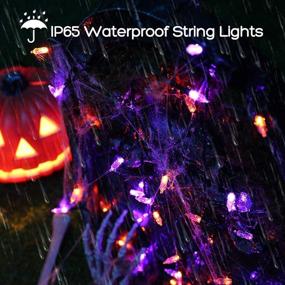 img 2 attached to Halloween Orange Purple String Lights: 33ft 100 LED Decorative Lights for Spooky Halloween Decorations – 8 Modes, Timer, Waterproof & Battery Operated