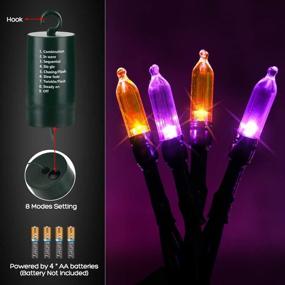 img 1 attached to Halloween Orange Purple String Lights: 33ft 100 LED Decorative Lights for Spooky Halloween Decorations – 8 Modes, Timer, Waterproof & Battery Operated