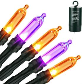 img 4 attached to Halloween Orange Purple String Lights: 33ft 100 LED Decorative Lights for Spooky Halloween Decorations – 8 Modes, Timer, Waterproof & Battery Operated