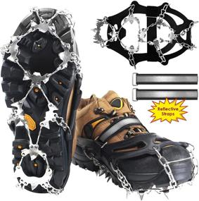 img 4 attached to 🧗 IKIU 24 Spikes Crampons: Premium Ice Cleats for Secure Hiking, Fishing, Walking, and Climbing (M, L, XL)