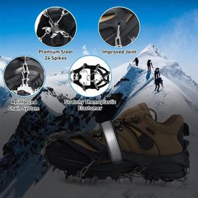 img 3 attached to 🧗 IKIU 24 Spikes Crampons: Premium Ice Cleats for Secure Hiking, Fishing, Walking, and Climbing (M, L, XL)