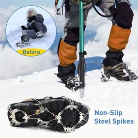 img 2 attached to 🧗 IKIU 24 Spikes Crampons: Premium Ice Cleats for Secure Hiking, Fishing, Walking, and Climbing (M, L, XL)