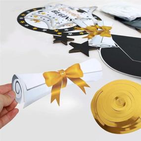 img 2 attached to 🎉 2021 Gold, Black, and Silver Graduation Party Decorations: Hanging Swirls, Congrats Grad Banner, Black Graduation Cap Stars; Adventure Begins Dangling Home Classroom Decor for High School, College, University.