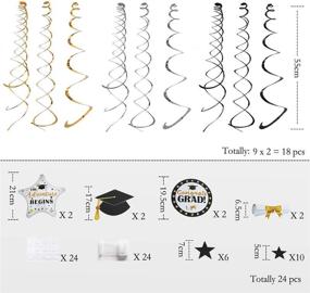 img 3 attached to 🎉 2021 Gold, Black, and Silver Graduation Party Decorations: Hanging Swirls, Congrats Grad Banner, Black Graduation Cap Stars; Adventure Begins Dangling Home Classroom Decor for High School, College, University.