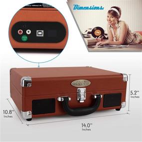 img 2 attached to Pyle Upgraded Vintage Record Player - Classic Vinyl Turntable with Bluetooth, Rechargeable Batteries, MP3 Vinyl, Music Editing Software Included, Compatible with Mac & PC, 3 Speed - PVTTBT6BR Brown