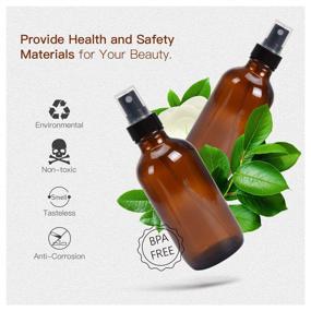 img 3 attached to 🌿 ULG 4oz Amber Glass Spray Bottles with Fine Mist Sprayers - Set of 16 Empty Spray Atomizer Bottles for Essential Oils, Waterproof DIY Labels included