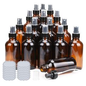 img 4 attached to 🌿 ULG 4oz Amber Glass Spray Bottles with Fine Mist Sprayers - Set of 16 Empty Spray Atomizer Bottles for Essential Oils, Waterproof DIY Labels included