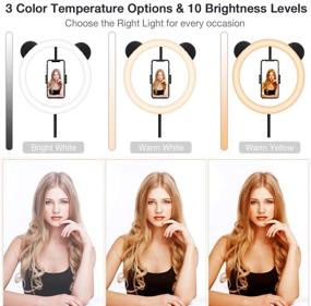 img 2 attached to 2021 Latest LED Selfie Light Ring: 10" Ring Light with Stand, Phone Holder, 3 Lighting Modes & 10 Dimmable Brightness. Ideal for Live Streaming, Makeup, YouTube, Tiktok, Photography