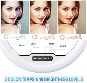 img 3 attached to 2021 Latest LED Selfie Light Ring: 10" Ring Light with Stand, Phone Holder, 3 Lighting Modes & 10 Dimmable Brightness. Ideal for Live Streaming, Makeup, YouTube, Tiktok, Photography