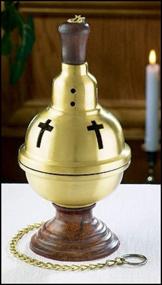 img 1 attached to 🔥 Censer On Wood Base – Aesthetic 4 1/2'' Diameter, 9'' High Incense Burner