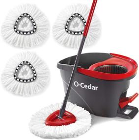 img 4 attached to 🧹 Red/Gray O-Cedar Easy Wring Spin Mop & Bucket with 3 Additional Refills for Enhanced Cleaning