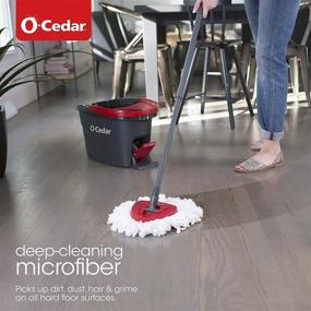 img 1 attached to 🧹 Red/Gray O-Cedar Easy Wring Spin Mop & Bucket with 3 Additional Refills for Enhanced Cleaning