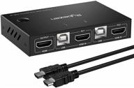 🔀 rybozen kvm switch hdmi 2 port box - share keyboard, mouse, and hd monitor between 2 computers, hud 4k support, hotkey switching and one-button swapping logo