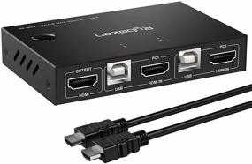 img 4 attached to 🔀 Rybozen KVM Switch HDMI 2 Port Box - Share Keyboard, Mouse, and HD Monitor between 2 Computers, HUD 4K Support, Hotkey Switching and One-Button Swapping