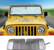 jecar foldable sunshade: aluminum foil windshield sun visor for jeep wrangler jk/jku & tj/lj (2007-2018 & 1997-2006) logo