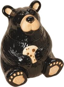 img 1 attached to Adorable Cookie Bear: Classic Black Ceramic Jar Container for Sweet Treats