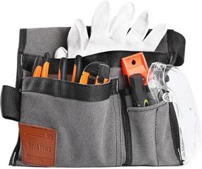 img 1 attached to VIDAR TOOLS 6-Pocket Tool Belt Pouch: Durable Canvas Construction, Adjustable & Lightweight in Grey