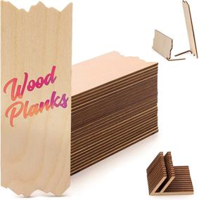 img 4 attached to 24 Pack of Unfinished Wood Plaques - Rectangle Sign with Jagged Edge, Wood Slice for Crafts, Wood Burning Slab, Bulk Craft Blanks, Raw Wooden Piece, Paint Burning Planks, 7x2.5x1/8 inches