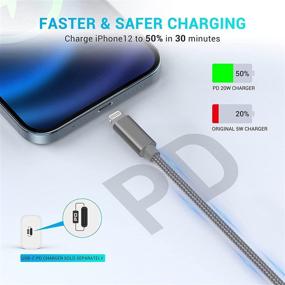 img 3 attached to Электры USB C кабель Lightning с сертификатом MFi: 3 шт iPhone 12 Зарядное устройство, Кабель для быстрой зарядки, Серый (3/6/10 футов)