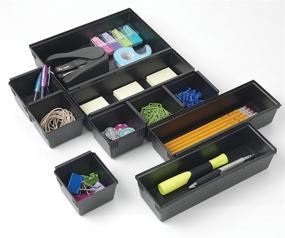 img 4 attached to Dial Industries Interlocking Drawer Organizer Tray Set in Sleek Black for Efficient Storage Solutions