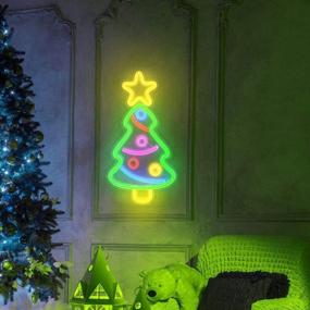 img 2 attached to 🎄 Neon Xmas Tree Sign: LED Festival Light for Home Decoration, Bedroom, Lounge, Office, Wedding, Christmas, Valentine’s Day Party | USB Powered