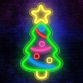 img 4 attached to 🎄 Neon Xmas Tree Sign: LED Festival Light for Home Decoration, Bedroom, Lounge, Office, Wedding, Christmas, Valentine’s Day Party | USB Powered