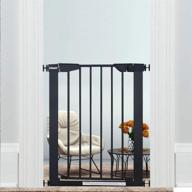 🚪 waowao narrow baby gate: convenient walk-thru, pressure/hardware mount, auto close, black metal child dog pet safety gates - ideal for top of stairs, doorways, kitchen, and living room - 29.13in tall - 2 options (black-22.83"-25.59") logo