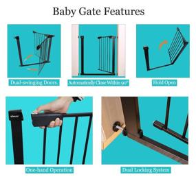 img 2 attached to 🚪 WAOWAO Narrow Baby Gate: Convenient Walk-Thru, Pressure/Hardware Mount, Auto Close, Black Metal Child Dog Pet Safety Gates - Ideal for Top of Stairs, Doorways, Kitchen, and Living Room - 29.13in Tall - 2 options (Black-22.83"-25.59")