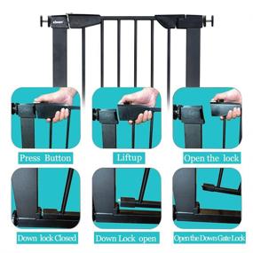 img 1 attached to 🚪 WAOWAO Narrow Baby Gate: Convenient Walk-Thru, Pressure/Hardware Mount, Auto Close, Black Metal Child Dog Pet Safety Gates - Ideal for Top of Stairs, Doorways, Kitchen, and Living Room - 29.13in Tall - 2 options (Black-22.83"-25.59")