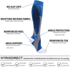 img 2 attached to Premium 4 Pairs Compression Socks: Men 🧦 & Women 20-30 mmHg Stockings (Black+Blue+White+Red, size l)