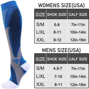 img 3 attached to Premium 4 Pairs Compression Socks: Men 🧦 & Women 20-30 mmHg Stockings (Black+Blue+White+Red, size l)