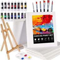 34pcs acrylic painting canvas art set with tabletop easel, 6 canvas panels, 4 stretched canvas (11x14inch), 16 vibrant acrylic paints, 6 brushes - ideal art supplies for artists logo