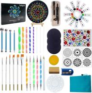 complete 56-piece mandala dotting tools painting kit: acrylic paint, rock dot paint stencils, compass brush, zipper waterproof bag - ideal for nail, stone, and mandala arts drawing logo