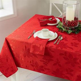 img 2 attached to 🌺 Benson Mills Red Poinsettia Legacy Damask Tablecloth - 60x102 Inches Rectangular Shape