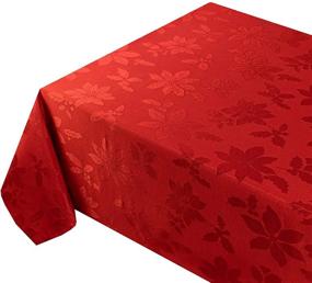 img 3 attached to 🌺 Benson Mills Red Poinsettia Legacy Damask Tablecloth - 60x102 Inches Rectangular Shape