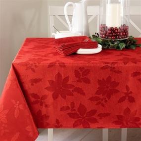 img 4 attached to 🌺 Benson Mills Red Poinsettia Legacy Damask Tablecloth - 60x102 Inches Rectangular Shape