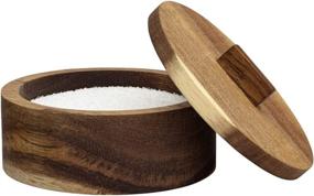 img 4 attached to 🧂 Premium Acacia Wooden Salt Cellar with Lid – Compact Kosher Salt Container for Modern Kitchens