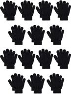 цветные зимние перчатки для детей - 14 пар теплых вязаных перчаток для мальчиков и девочек, в возрасте от 5 до 12 лет логотип