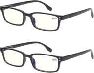 😎 2 pairs of computer glasses with uv protection, anti blue rays, anti glare, and scratch resistant features - ideal for reading at the computer logo