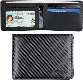 img 2 attached to Genuine Blocking Minimalist Charcoal Black ID Wallet: Sleek Men's Accessories