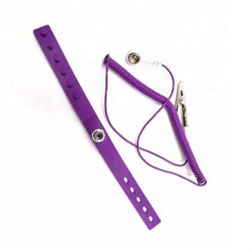 img 1 attached to Adjustable Antistatic Wrist Band Silicone ESD Wrist Strap (Purple) With Grounding Wire