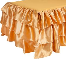img 1 attached to 🛏️ Gold Satin Twin Bed Skirt with Tadpole Ruffles