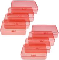 🔴 versatile 8-pack rectangular plastic storage containers for beads and crafts - hinged lid, 4.5 x 3.3 x 1.1 inch / 115 x 85 x 28 mm (red) logo