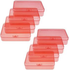 img 4 attached to 🔴 Versatile 8-Pack Rectangular Plastic Storage Containers for Beads and Crafts - Hinged Lid, 4.5 x 3.3 x 1.1 inch / 115 x 85 x 28 mm (Red)