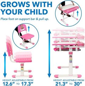 img 2 attached to 🎒 Height Adjustable Kids Desk and Chair Set by Mount-It! - Ergonomic Children's School Workstation with Storage Drawer in Pink