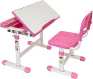 🎒 height adjustable kids desk and chair set by mount-it! - ergonomic children's school workstation with storage drawer in pink logo