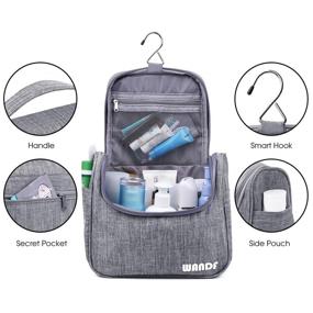 img 1 attached to WANDF Hanging Toiletry Bag: Stylish Water-Resistant 🧳 Travel Cosmetic Organizer for Men and Women (M-Denim Grey)