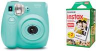 fujifilm instax mini 7s seafoam green instant film camera with film twin pack white (renewed) logo